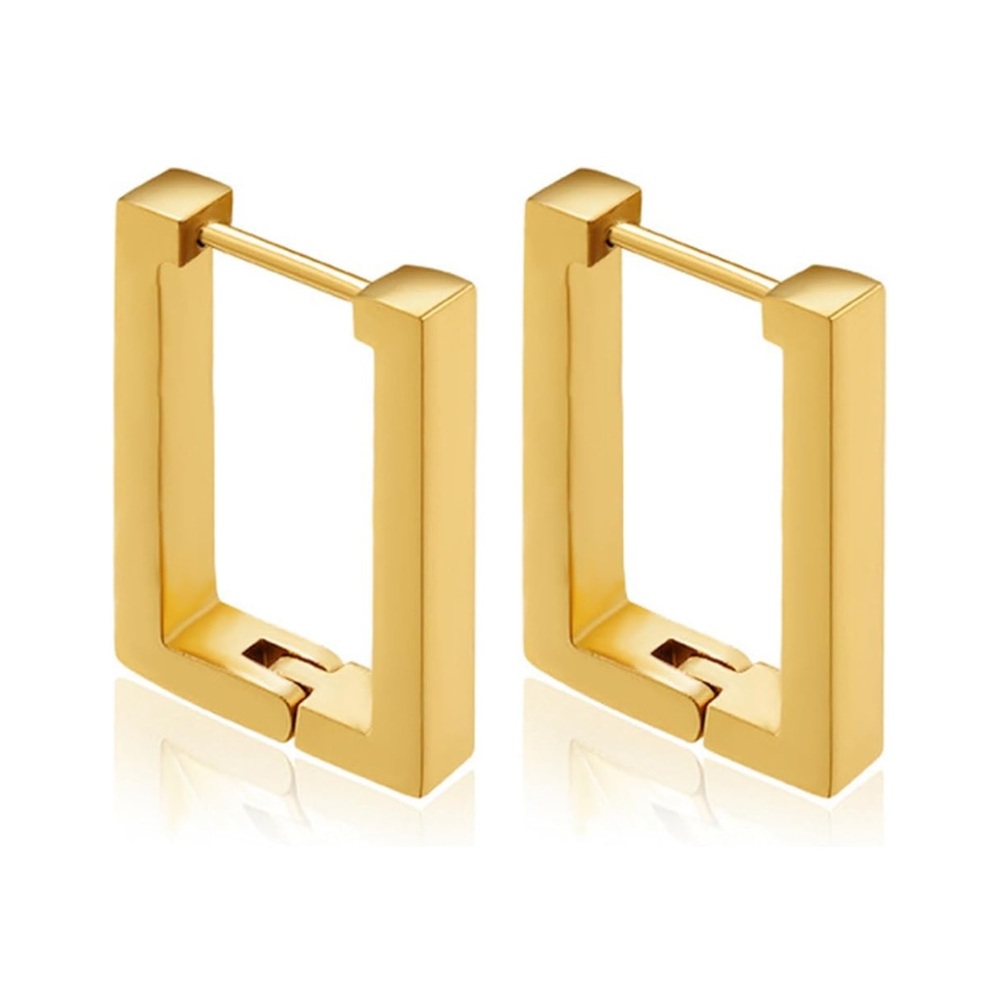 Avery Classy Gold Rectangular Hoop Earrings